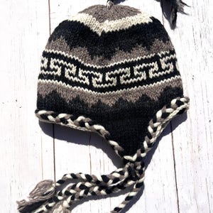 Beanie With Ear Flap, Winter Sherpa Hat, Handmade Wool Cap, Fleece Lined Cap,Sheep Wool Beanie, Handmade Gift, Ski Cap, Hand Knitted Beanie