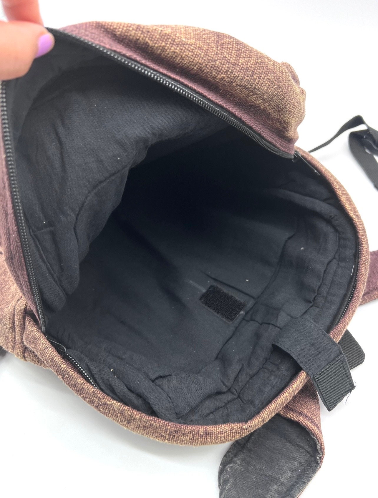 Stonewashed Heavy Cotton Backpack Brown, Washable Handmade  display picture 2