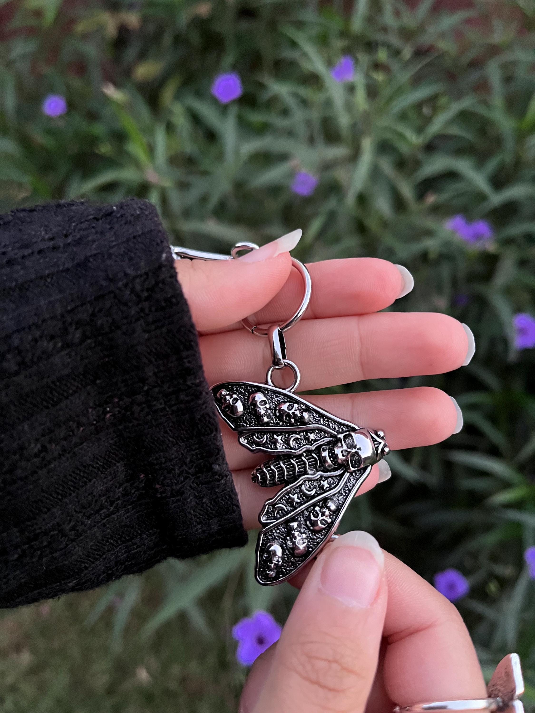 Dead Head Moth Metal Belt, Costume Jewelry, Bug Waist Chain Belt, Creepy Goth Punk Retro Unisex, Whimsigoth Moth Belt, Halloween Accessory