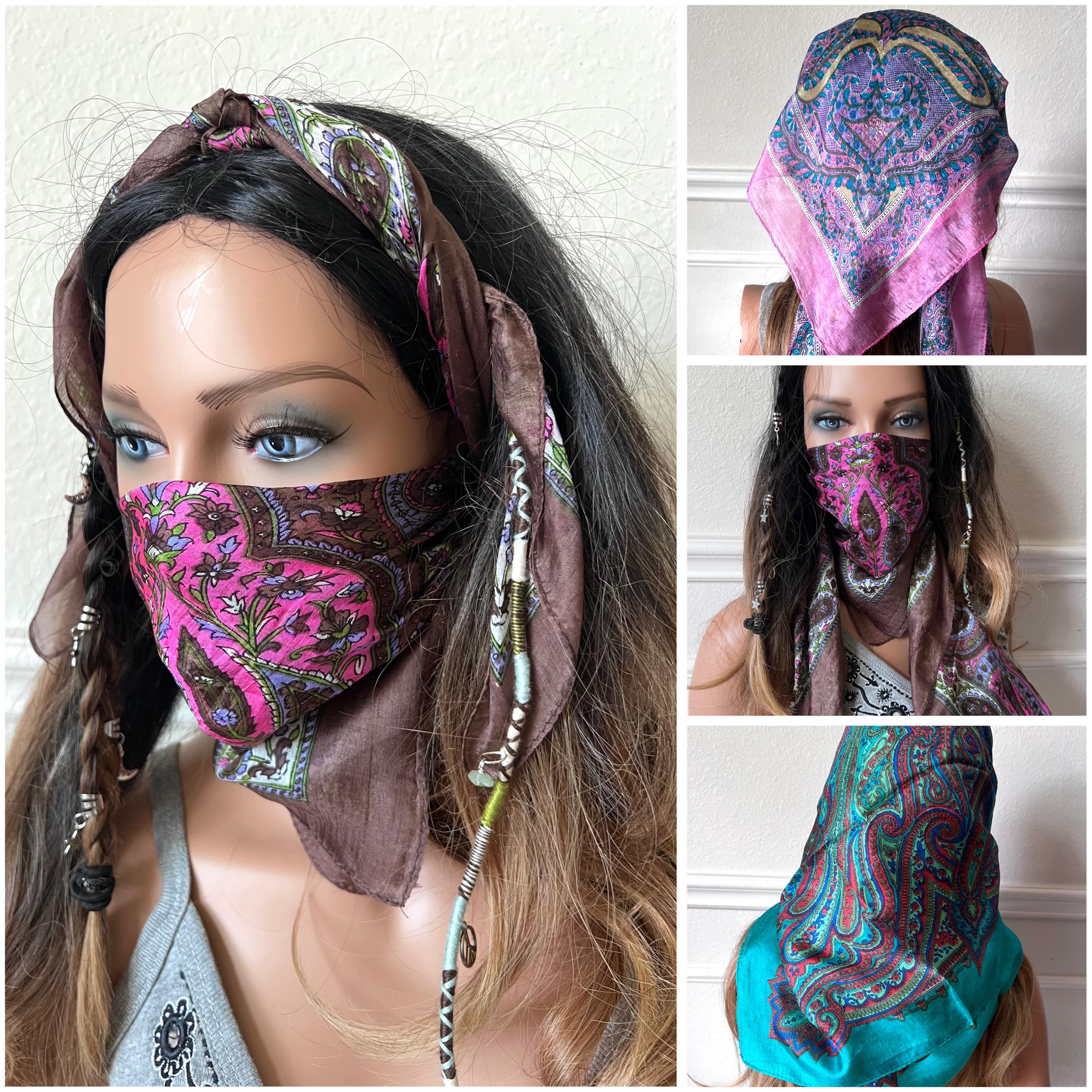 ✨NEW Silk Like Paisley Multi-Color Head Scarf Paisley Silk Scarf: Multicolored Oriental Design Fashion  main image 2