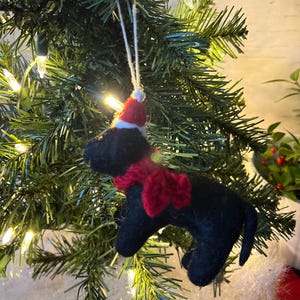 Handmade Dog Christmas Ornament , Handmade Xmas Gift, Felt Xmas Charm, Felted Wool Christmas Decoration, Xmas Tree Decor,Felt Animal Gift
