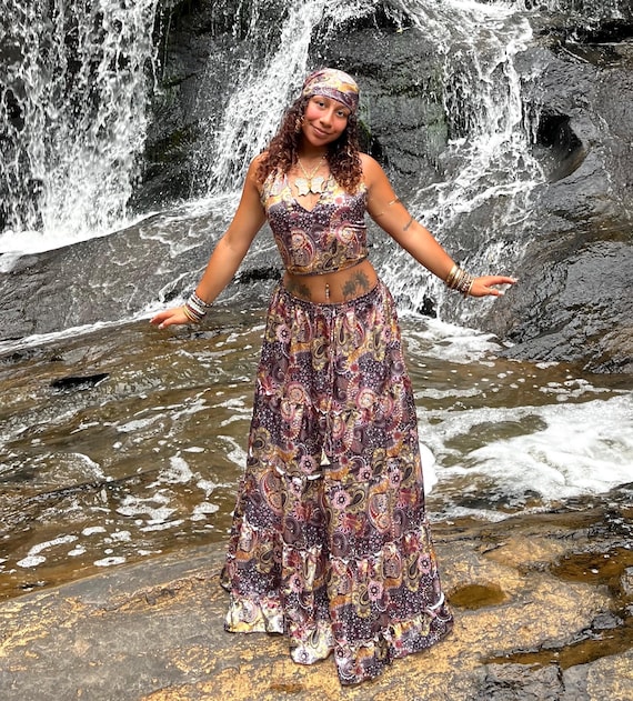 matching sets flowy dresses holiday clothing Floral Print Two Piece Midi Dress Set M main image 1