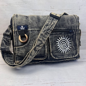 Stone Washed Embroidered Cross Body Purse Stone Washed Embroidered Cross Body Purse