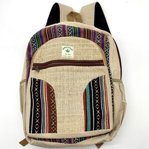 Handmade Large Hemp Laptop Backpack ,LARGE Himalayan Hemp Backpack with LAPTOP POCKET, Fair Trade Hiking Boho Bag Hippie Bag,Travel Bag image 4