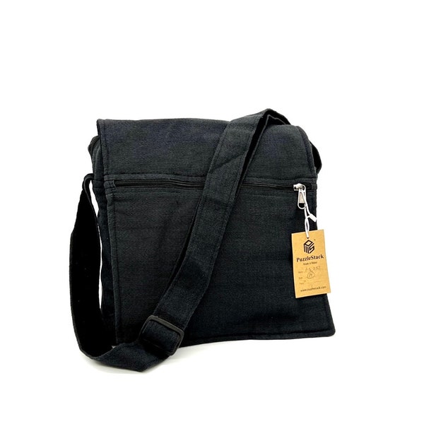 Cotton Messenger Bag / Unisex Bag/Cotton Bag/ Vegan/Travel/ Work/ School/ Gift for her/Gift for him/ Handmade/ eco friendly