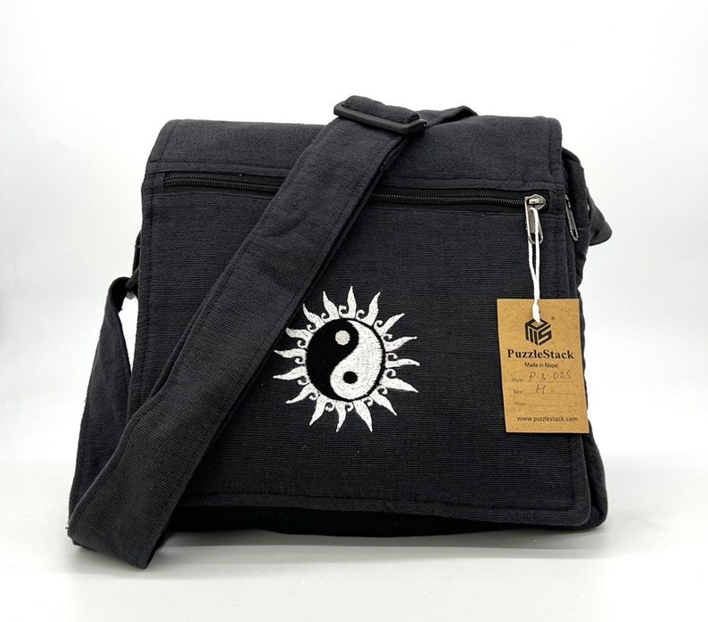 Cotton Messenger Bag With Embroidery Unisex Designminimalist Etsy