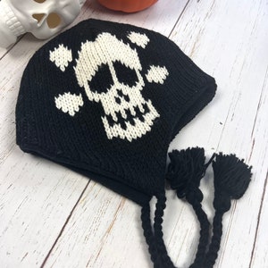 Black Skull Cap, Hand knitted Skull Beanie, Winter hat,Skull beanie ,halloween hat, Goth fashion, unique gift, punk fashion, Warm Skull Hat