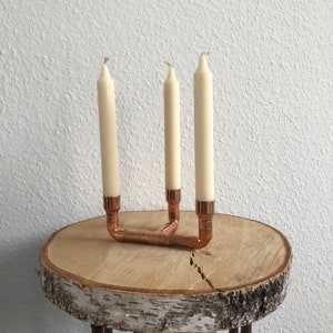 Candle holder made of copper pipe