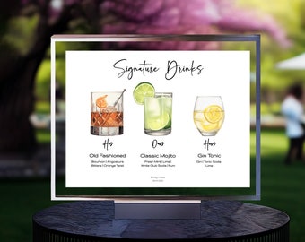 editable template, signature drink sign template, bar menu template, signature cocktail sign, minimalist wedding bar menu sign, incl 2000+