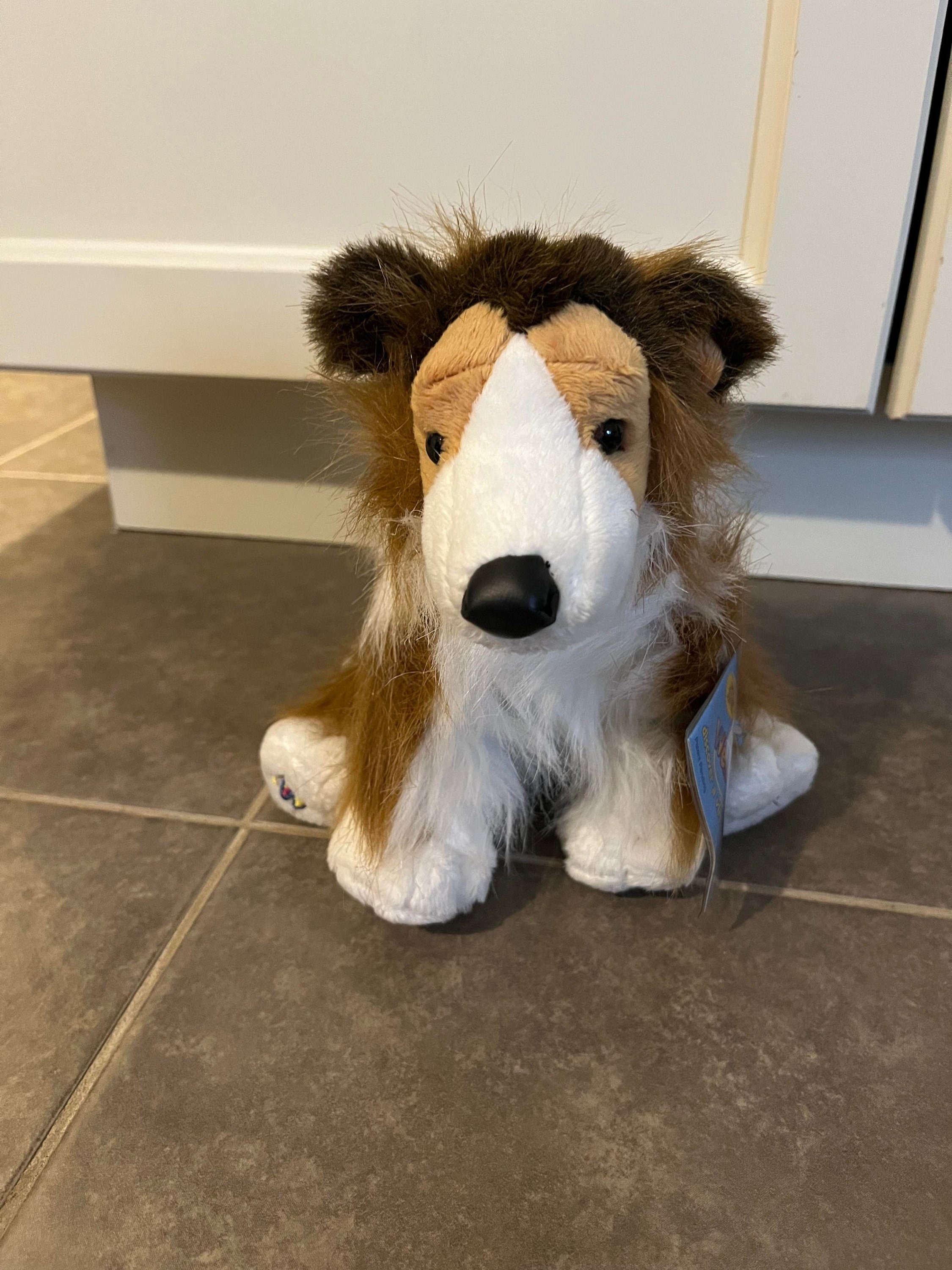 GANZ Webkinz Collie White & Brown Plush Dog Lassie Toy no code