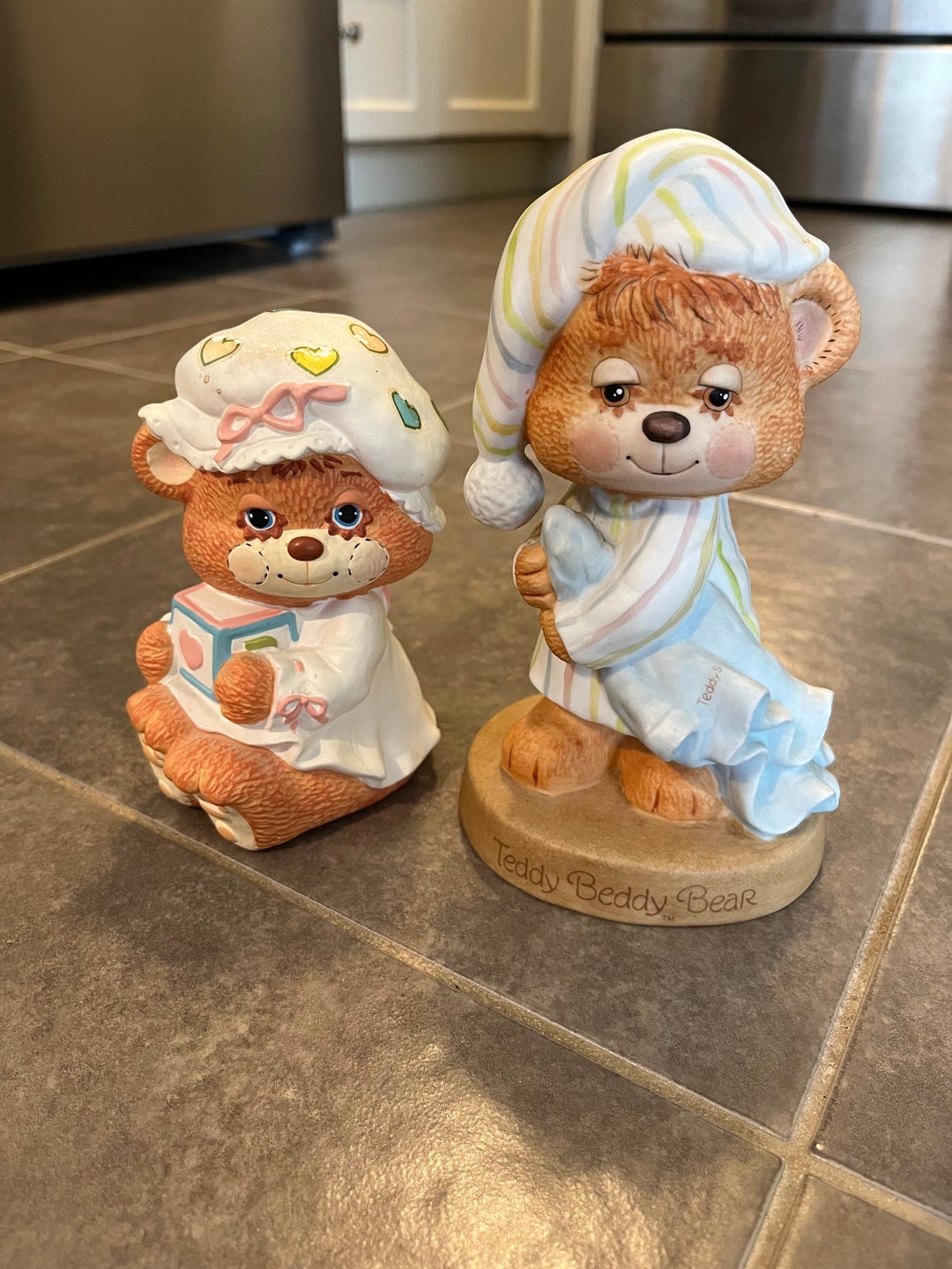 Vintage 1982 Enesco TEDDY BEDDY BEAR Teddy W/ Blanket Etsy