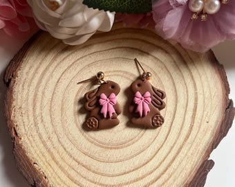 Pendientes de Pascua de arcilla polimérica / Día de Pascua / arcilla polimérica / Pendientes de conejito / hipoalergénicos / Día de Pascua de primavera l joyería l hecho a mano