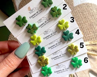 Pendientes de arcilla / pendientes de trébol / joyas de arcilla polimérica / San Patricio / hipoalergénicos / de inspiración irlandesa