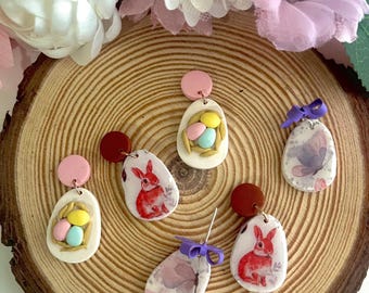 Pendientes de Pascua de arcilla polimérica / Día de Pascua / arcilla polimérica / Pendientes de huevo / hipoalergénicos / Día de Pascua de primavera l joyería l hecho a mano