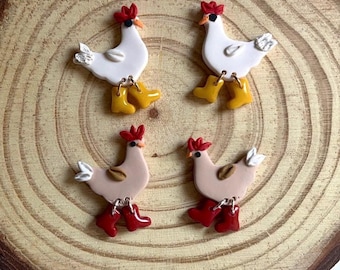 Pendientes de Pascua de arcilla polimérica / Día de Pascua / arcilla polimérica / Pendientes de pollo / hipoalergénicos / Día de Pascua de primavera l joyería l hecho a mano