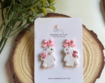 Pendientes de Pascua de arcilla polimérica / Día de Pascua / arcilla polimérica / Pendientes de conejito / hipoalergénicos / Día de Pascua de primavera l joyería l hecho a mano