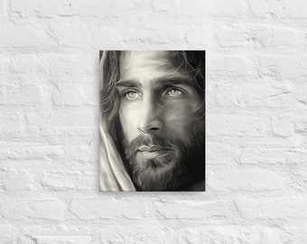 May include: Black and white portrait of a man with a beard and long hair. He is looking off to the side with a thoughtful expression.