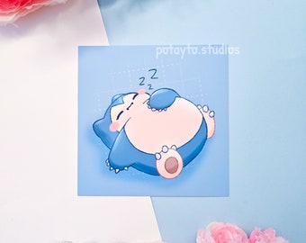 Schlafender Chonkymon | Süßer Kunstdruck | Kawaii Kunstdruck | Niedliche Wandkunst | Wand Kunst Druck | Schreibtisch Dekor | Matte Postkarte