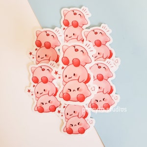 Cute Game Vinyl Sticker | Pink Round Boi Tower | Water/UV Resistant Sticker | Kawaii Die Cut Sticker | Laptop and Water bottle Sticker
