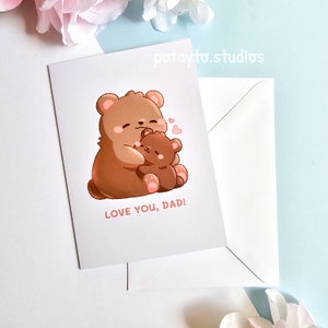 Je t'aime, papa ours | Carte mignonne | de voeux | Cadeau | Carte faite main | Anniversaire | carte pour lui | Fête des pères