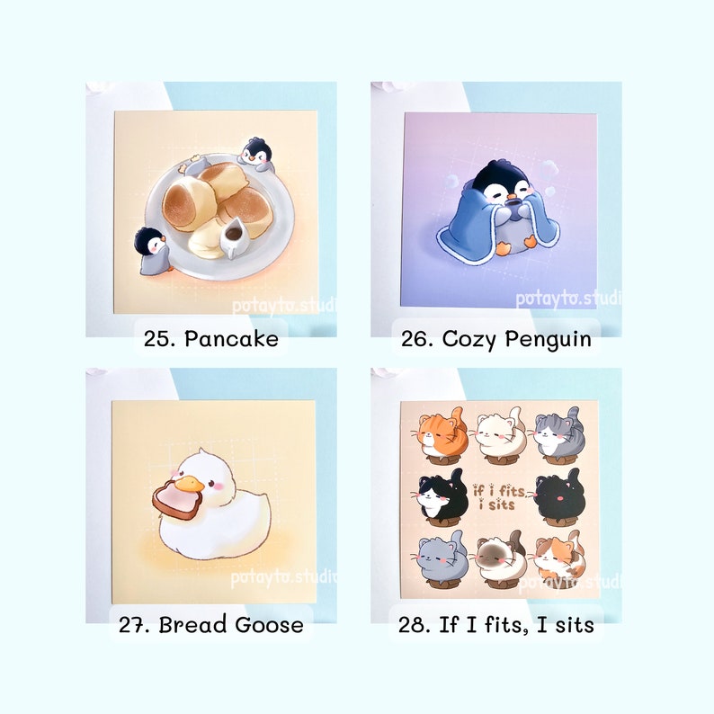 Art Print Set Bundle Cute Art Print Kawaii Art Print Etsy