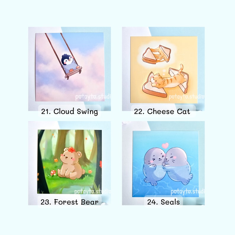 Art Print Set Bundle Cute Art Print Kawaii Art Print Etsy