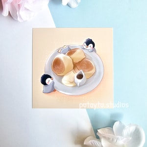 Impression de pingouin de crêpes soufflées | Impression d’art mignonne | Impression d’art Kawaii | Art mural mignon | Impression d’art mural | Décoration murale et de bureau | Carte postale mate