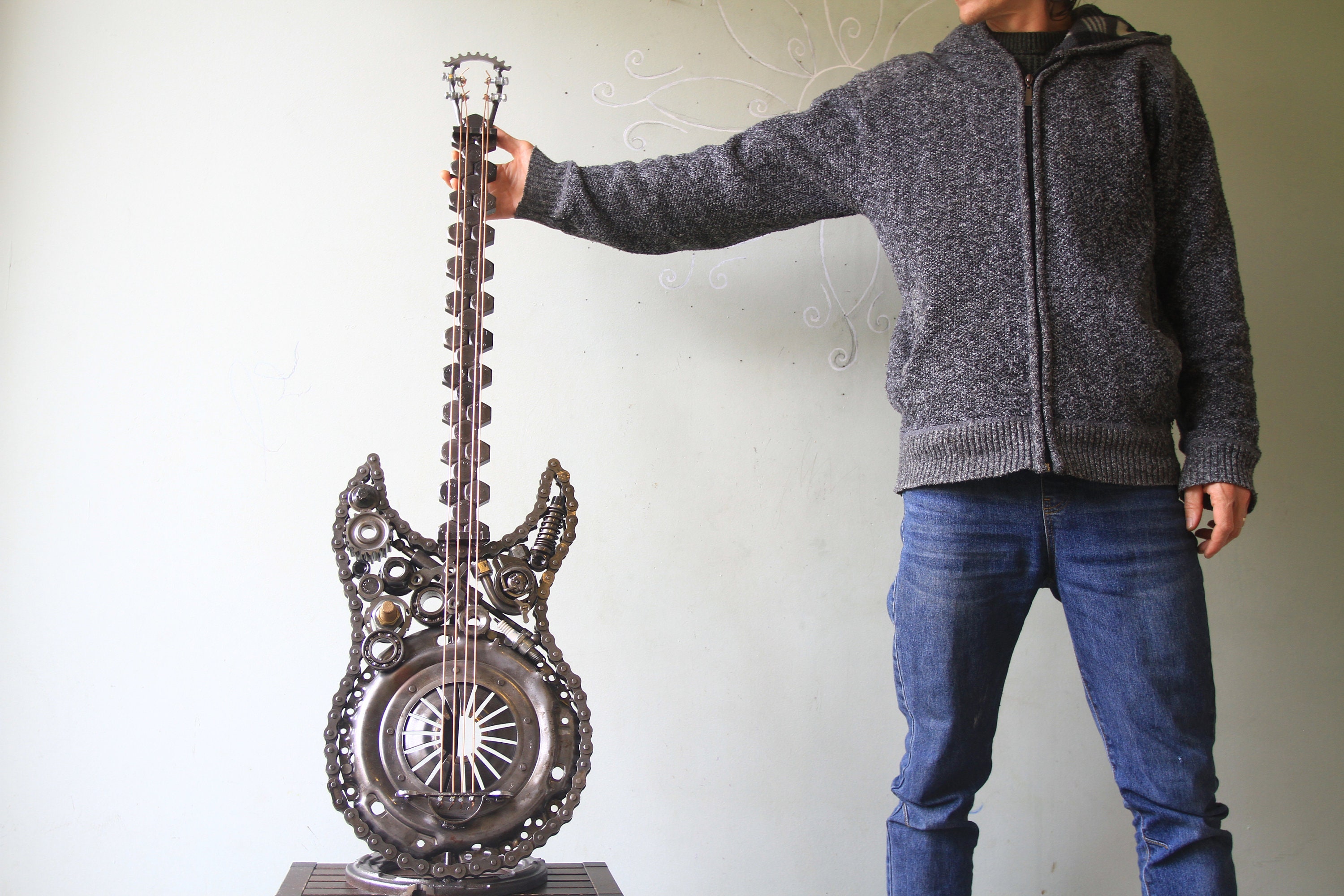 Art Scrap Guitar (metal Guitar) - VINTAGE Decor / BAR Decor / ROOM ...