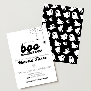 A Little Boo is Almost Due Invitation | Halloween Baby Shower Invitation  Ghost Baby Shower Invite | October Baby Shower Instant Download