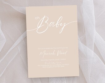 Oh Baby Shower Invitation, Gender Neutral Baby Shower, Baby Shower Invite, Editable Invitation, Baby Brunch, Digital Download Template