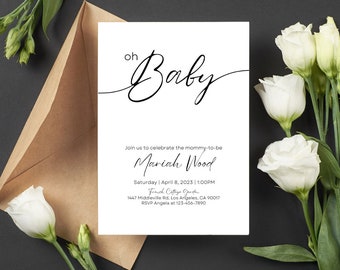 Oh Baby Shower Invitation - Gender Neutral Baby Shower | Baby Brunch, Baby Sprinkle | Digital Download Template - 5x7in - 1080x1920px