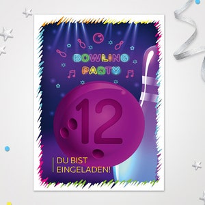 Bowling Einladungskarten zum 12. Kindergeburtstag Bowling Kegeln coole Einladungen zum Geburtstag Bowling-Motiv für Mädchen und Jungen