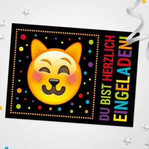 Einladungskarten Emoticons zum Kindergeburtstag coole Karten zum Geburtstag für Mädchen Jungen Jungs Mädels Einladungen Smiley Motiv