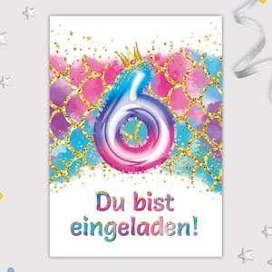Meerjungfrau Einladungskarten zum 6. Kindergeburtstag coole Karten sechste Geburtstag Mädchen Einladungen Geburtstagseinladungen