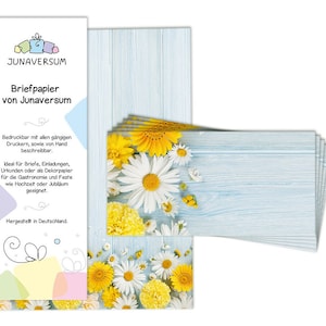 Briefpapier mit Umschlag Briefpapier-Set Blumen Holz blau Ostern Motivpapier für Einladungen Hochzeit Briefe Blätter Urkunden Dekopapier