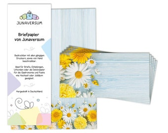 Briefpapier mit Umschlag Briefpapier-Set Blumen Holz blau Ostern Motivpapier für Einladungen Hochzeit Briefe Blätter Urkunden Dekopapier