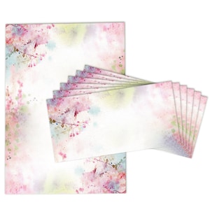 Briefpapier mit Umschlag Briefpapier-Set Ostern Rose Blumen Aquarell Motivpapier für Einladungen Hochzeit Briefe Blätter Urkunden Dekopapier immagine 1