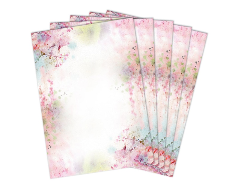 Briefpapier mit Umschlag Briefpapier-Set Ostern Rose Blumen Aquarell Motivpapier für Einladungen Hochzeit Briefe Blätter Urkunden Dekopapier Bild 4