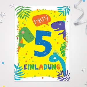Einladungskarten Dinosaurier zum 5. Kindergeburtstag Einladungen zum Geburtstag Dino-Motiv für Jungen Jungs Karten Saurier schöne Karten