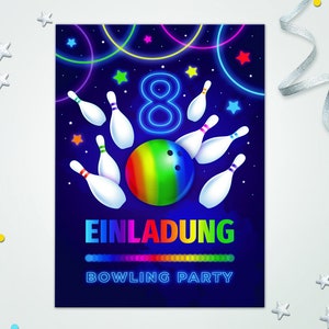 Bowling Einladungskarten zum 8. Kindergeburtstag Bowling Kegeln coole Einladungen zum Geburtstag Bowling-Motiv für Mädchen und Jungen