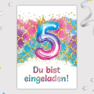 Meerjungfrau Einladungskarten zum 5. Kindergeburtstag coole Karten fünfte Geburtstag Mädchen Einladungen Geburtstagseinladungen