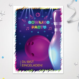 Bowling Einladungskarten zum Kindergeburtstag Bowling Kegeln coole Einladungen zum Geburtstag Bowling-Motiv für Mädchen und Jungen