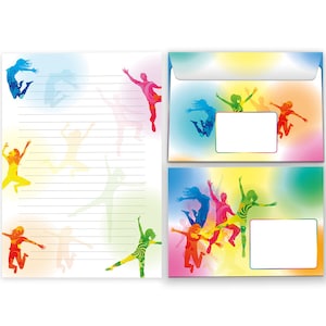 Briefpapier-Set Jump Briefblock Umschläge Blöcke für Jungs Jungen Mädchen Motiv A5 Notizblock Papier cooles Heft Trampolin Halle Springen