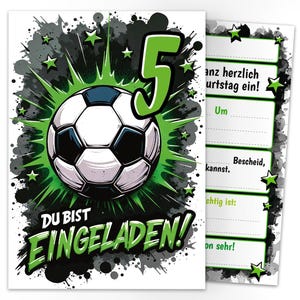 Fußball Einladungskarten zum 5. Kindergeburtstag Jungen Fussball coole Einladungen fünfte Geburtstag Jungsgeburtstag Fußball-Motiv Jungs