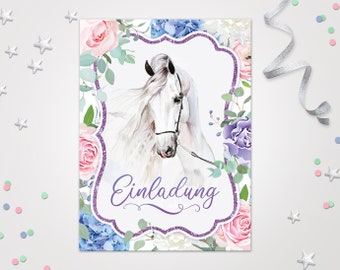 Einladungskarten Pferd zum Kindergeburtstag coole Einladungen zum Geburtstag Pferd-Motiv für Mädchen Mädels Karten Pferd schöne Karten