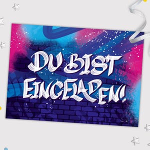 Einladungskarten zum Kindergeburtstag Graffiti coole Karten zum Geburtstag Mädchen Jungen Jungs Mädels Einladungen Geburtstagseinladungen