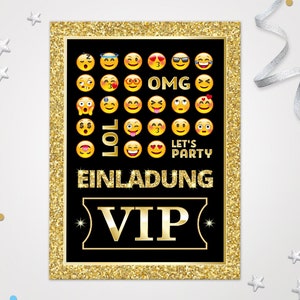 Einladungskarten Emoticons zum Kindergeburtstag coole Karten zum Geburtstag VIP-Motiv für Mädchen Jungen Jungs Mädels Einladungen Smiley