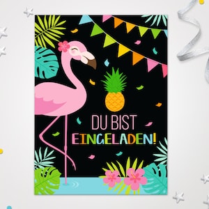 Einladungskarten zum Kindergeburtstag Flamingo coole Einladungen zum Geburtstag Flamingo-Motiv für Mädchen Mädels pink Flamingo
