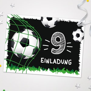 Fußball Einladungskarten zum 9. Kindergeburtstag für Jungen Fußball coole Einladungen zum Geburtstag Jungsgeburtstag  Fussball-Motiv