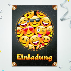 Einladungskarten Emoticons zum Kindergeburtstag coole Karten zum Geburtstag für Mädchen Jungen Jungs Mädels Einladungen Smiley Motiv
